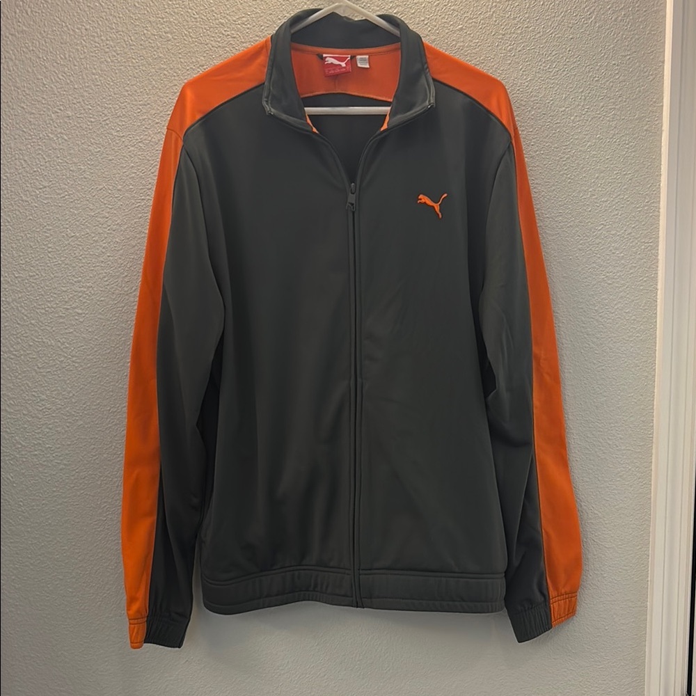 Puma Men's Gray and Orange Track Jacket